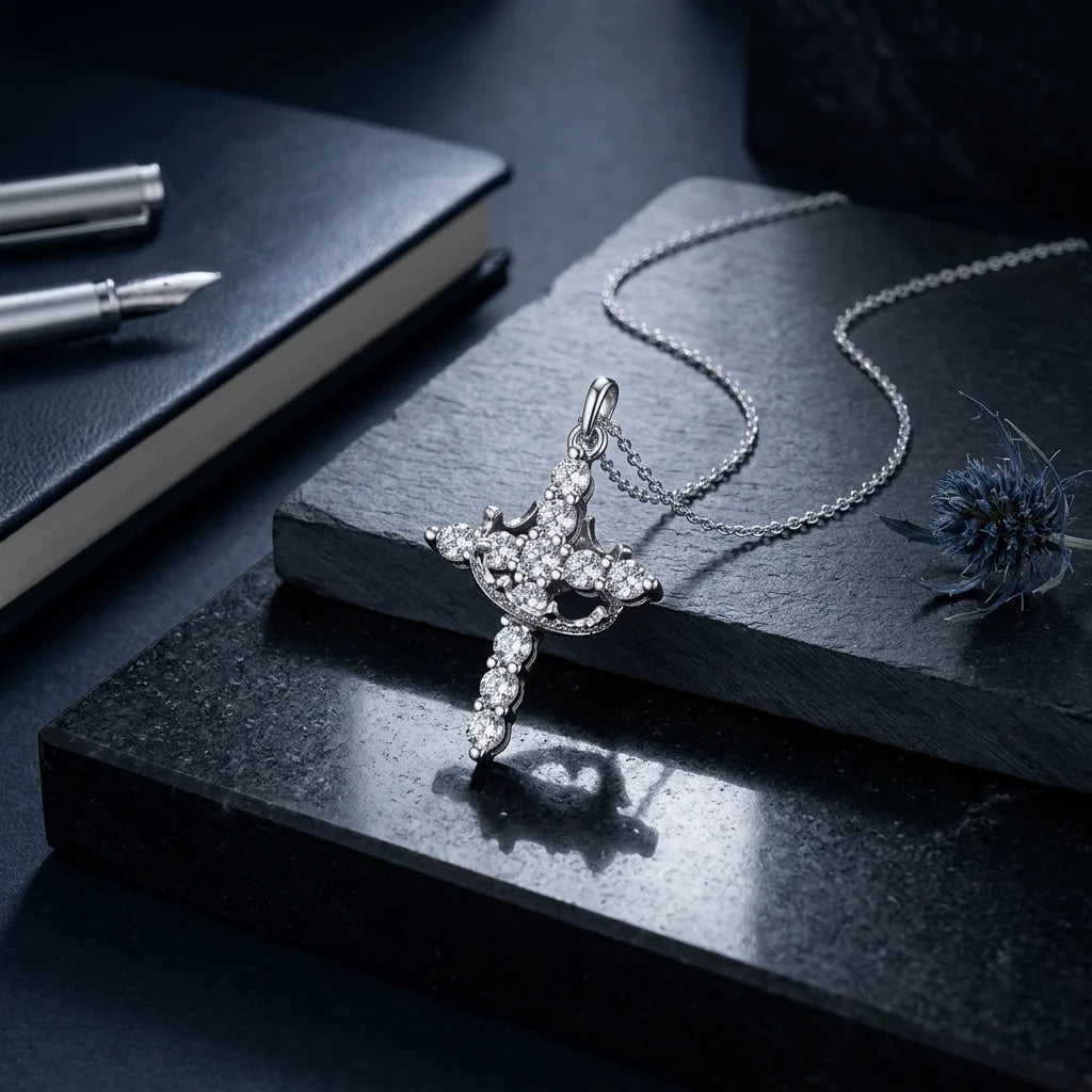 VELORA | Krone & Kreuz Halskette